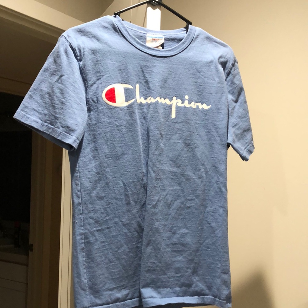 Baby blue champion shirt